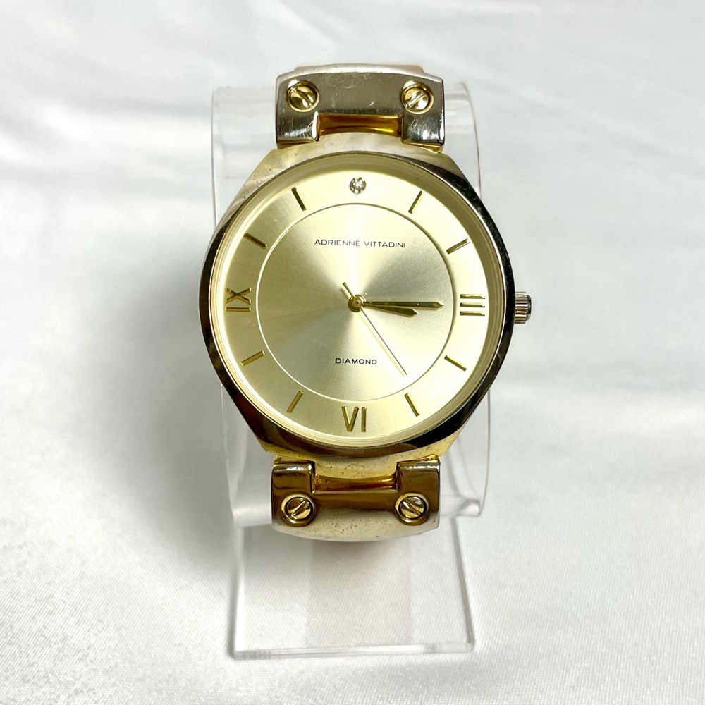 Adrienne Vittadini ADD9553 Women’s Gold-Tone Quartz Watch Diamond Accent